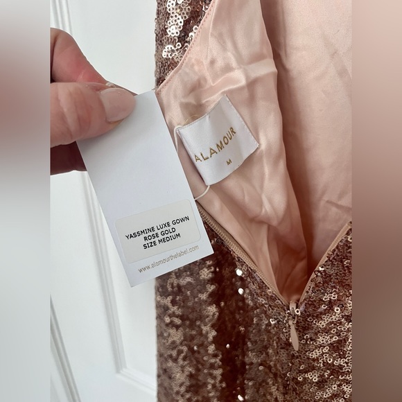 Alamour The Label Yassmine Luxe Rose Gold Sequin Dress, Medium - Picture 7 of 8
